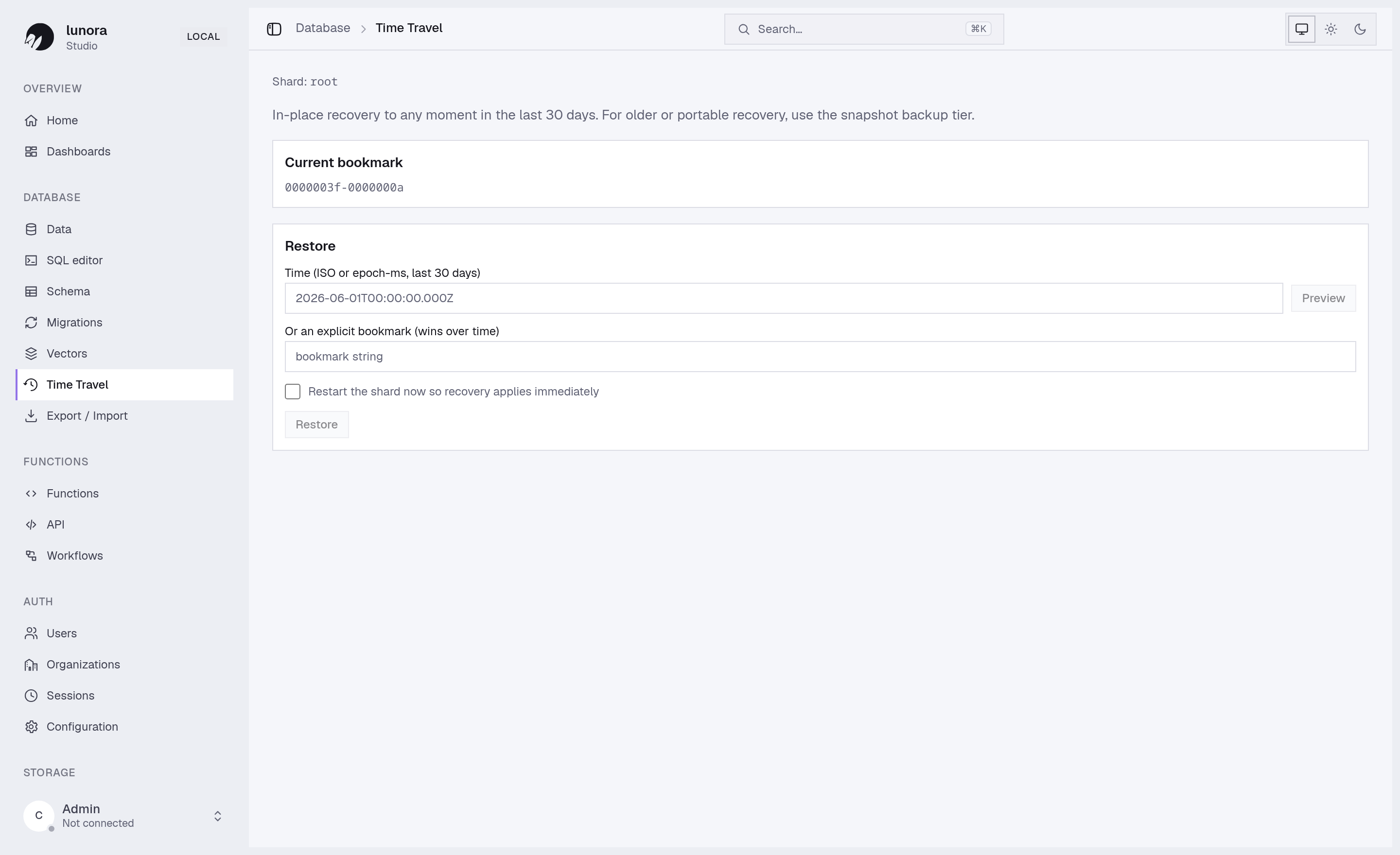 Rewind your data — Lunora Studio